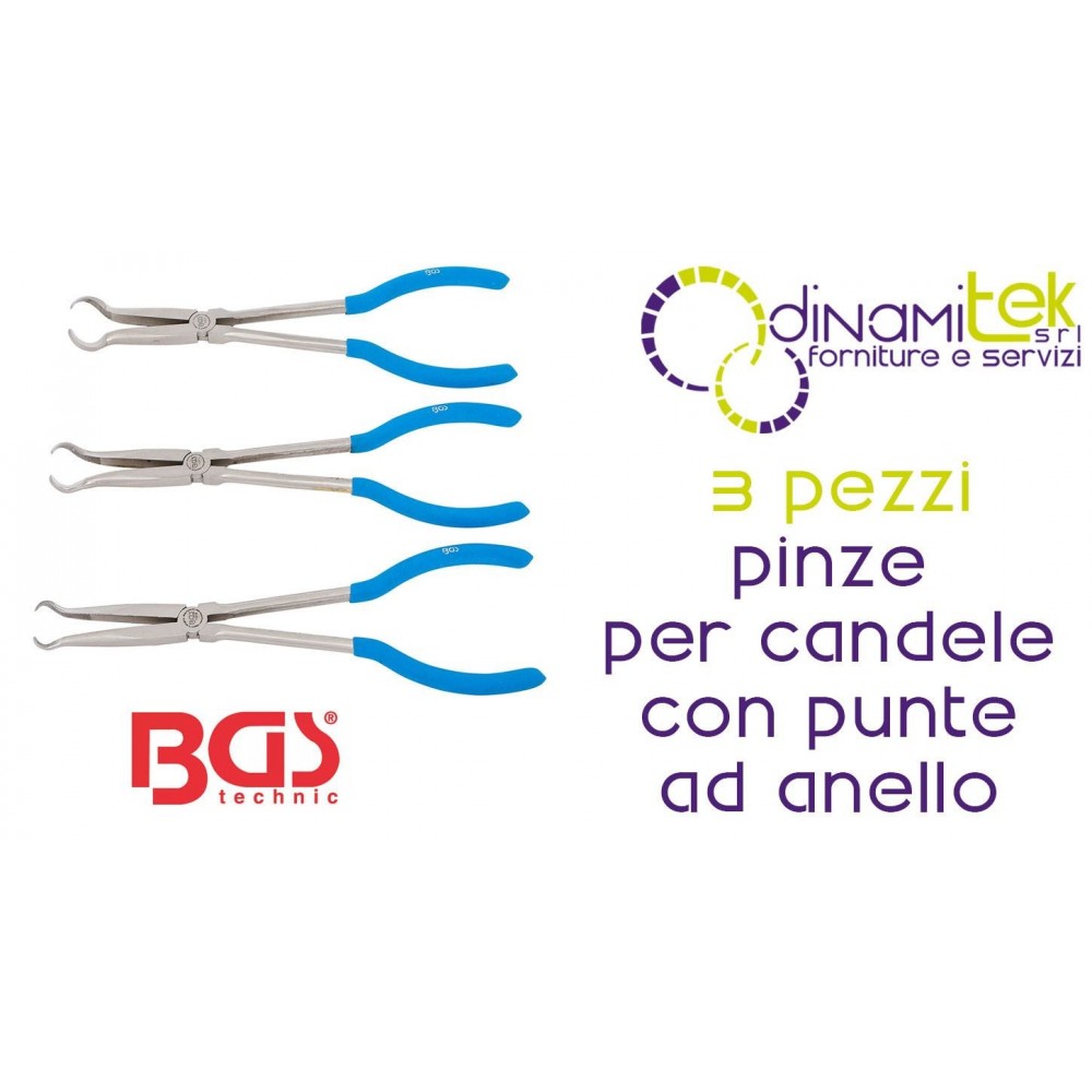 JUEGO DE 3 ALICATES PARA BUJíAS CON PUNTAS DE ANILLO 280MM | BGS70970 BGS TECHNIC Dinamitek 1