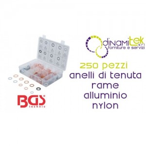 BGS technic BGS85225 ASSORTIMENTO 250 PEZZI ANELLI DI TENUTA RAME ALLUMINIO NYLON Dinamitek 1