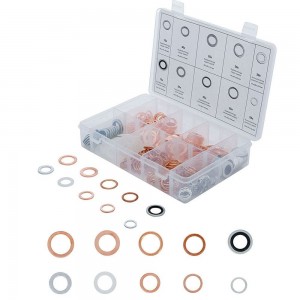 ASSORTMENT OF 250 SEALING RINGS - COPPER/ALUMINUM/NYLON - BGS85225 BGS TECHNIC Dinamitek 2