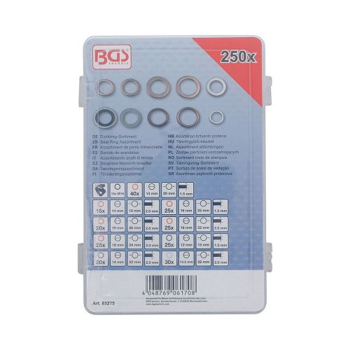 BGS technic BGS85225 ASSORTIMENTO 250 PEZZI ANELLI DI TENUTA RAME ALLUMINIO NYLON Dinamitek 3