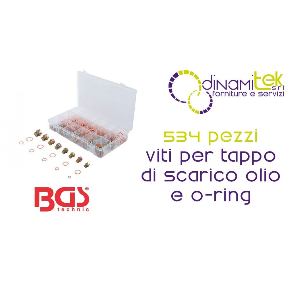 BGS 534-PIECE OIL DRAIN PLUG SCREW KIT &AMP; COPPER O-RING | FERMEC Dinamitek 1