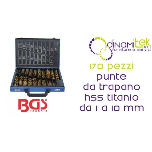 BGS1994 JUEGO DE 170 BROCAS DE TITANIO HSS DE 1 A 10 MM BGS TECHNIC