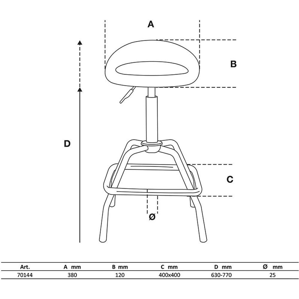BGS BGS70144 WERKSTATTHOCKER - VERSTELLBAR 630–770 MM | MAXIMALE BELASTUNG 150 KG Dinamitek 4