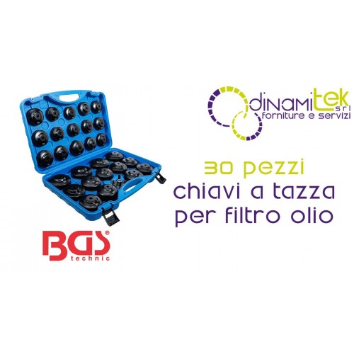 JEU DE 30 CLéS à COUPELLES UNIVERSELLES POUR FILTRE à HUILE, VERSION éCONOMIQUE BGS9787 BGS TECHNIC Dinamitek 1