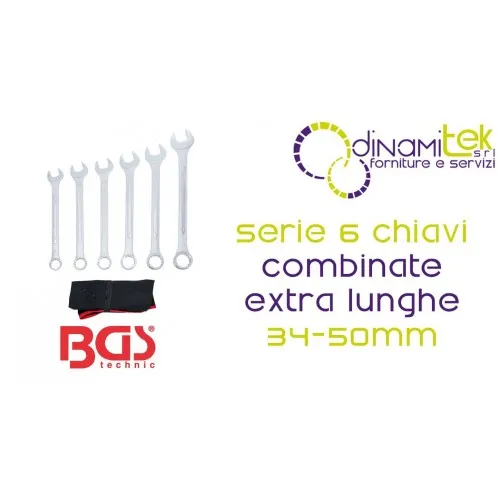 JUEGO DE 6 LLAVES COMBINADAS EXTRALARGAS BGS 34-50 MM BGS1185 Dinamitek 1