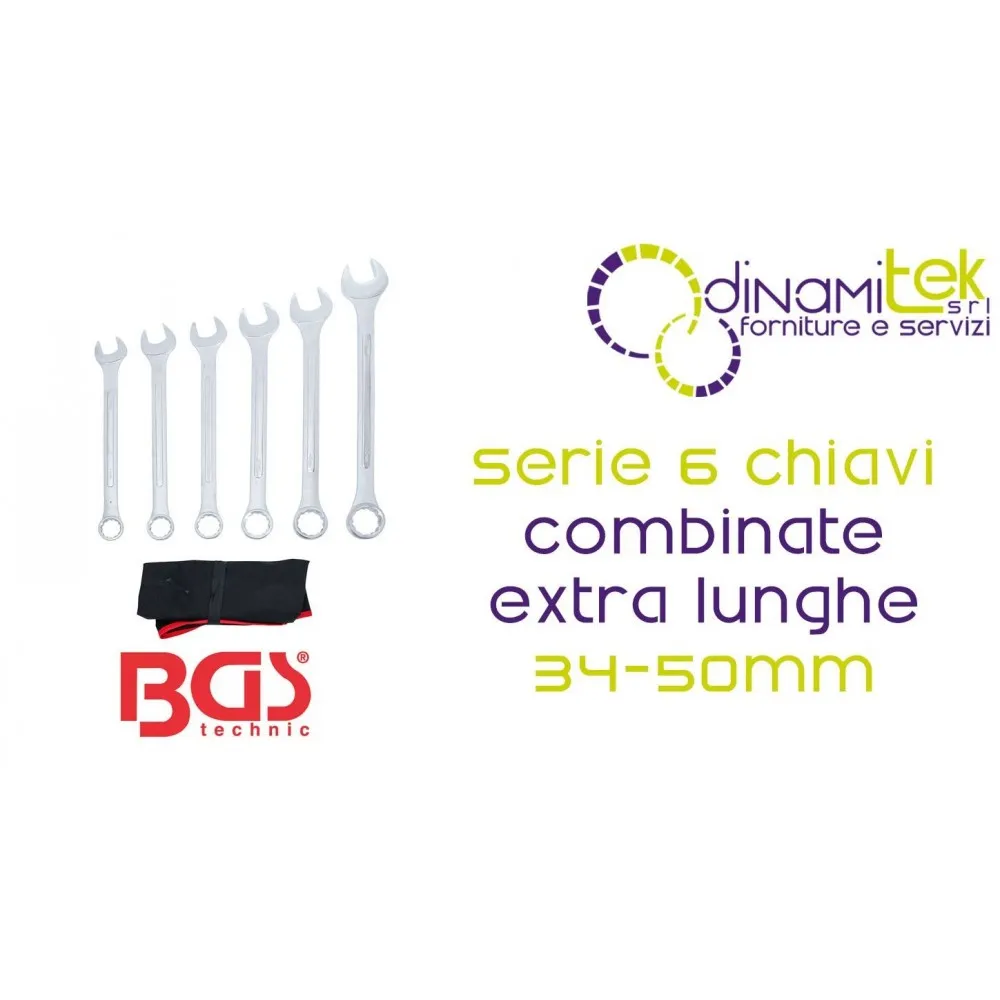 BGS technic BGS1185 SERIE 6 CHIAVI COMB. EXTRA LUNGHE 34-50MM Dinamitek 1