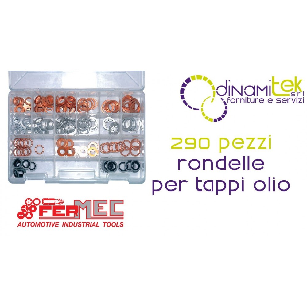 Fermec FER230 ASSORTIMENTO 290 PEZZI RONDELLE PER TAPPI OLIO Dinamitek 1
