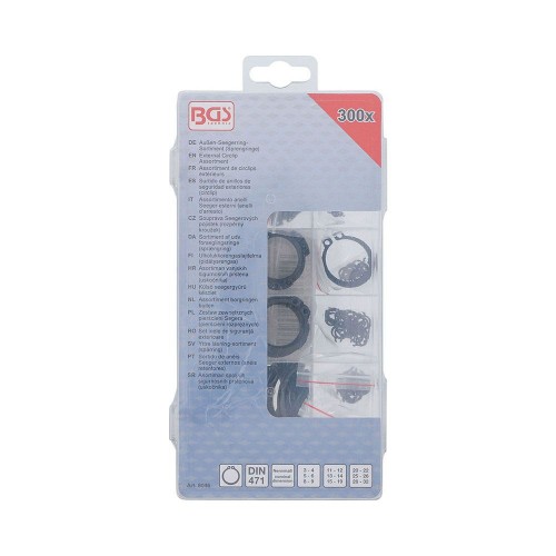 BGS technic BGS8046 ASSORTIMENTO 300 PEZZI ANELLI ELASTICI SEEGER ESTERNI 3-32 MM Dinamitek 3