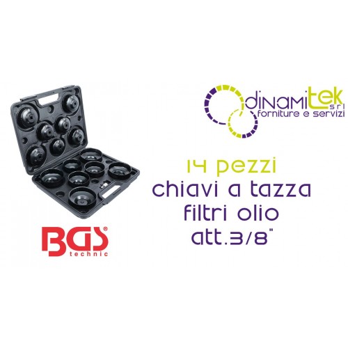 JEU DE 14 CLéS à DOUILLE UNIVERSELLES POUR FILTRE à HUILE 3/8&QUOT; BGS91036 BGS TECHNIC Dinamitek 12