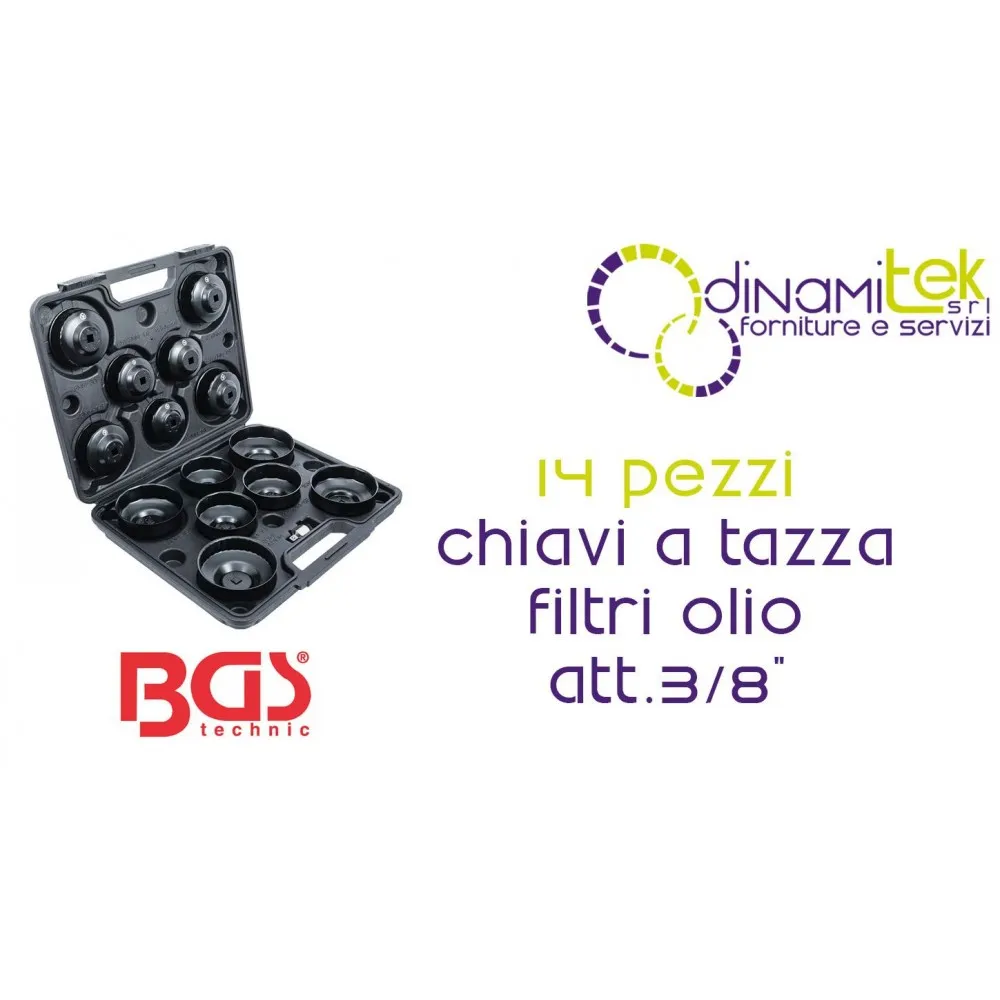 BGS technic BGS91036 SET 14 PEZZI CHIAVI A TAZZA FILTRI OLIO ATT.3/8" Dinamitek 1