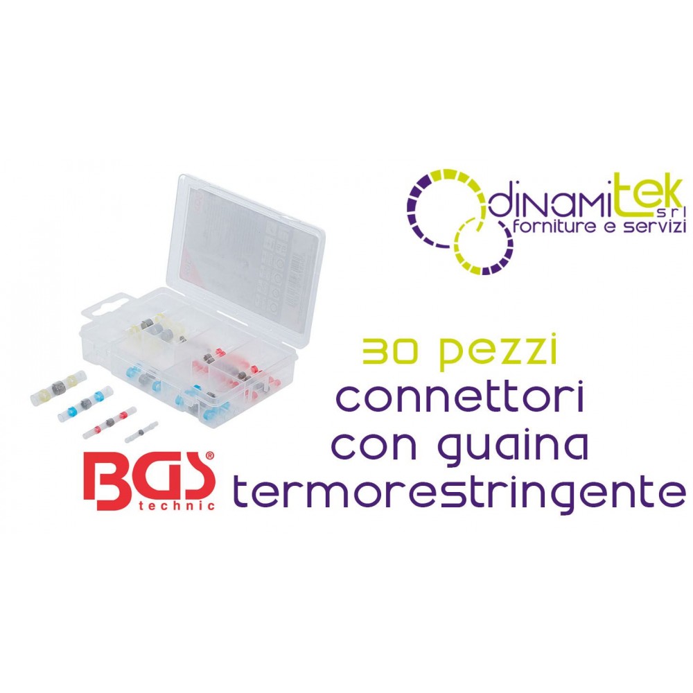 BGS technic BGS85222 ASSORTIMENTO 30 PEZZI CONNETTORI CON GUAINA TERMORESTRINGENTE Dinamitek 1