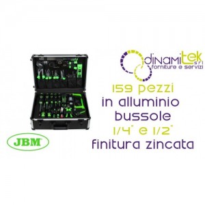 159-PIECE COMPLETE TOOL SET – 1/4&QUOT; AND 1/2&QUOT; ZINC-PLATED SOCKETS 53159 JBM Dinamitek 1
