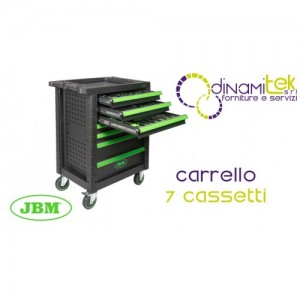CARRO DE 7 CAJONES - VERDE - EQUIPADO CON 172 PIEZAS 53904 JBM Dinamitek 1