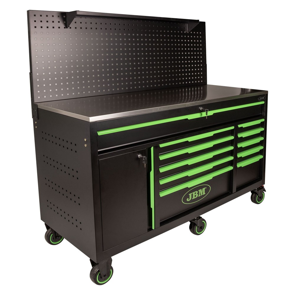11-DRAWER TOOL TROLLEY – STAINLESS STEEL TOP AND PERFORATED PANEL 54510 JBM Dinamitek 2