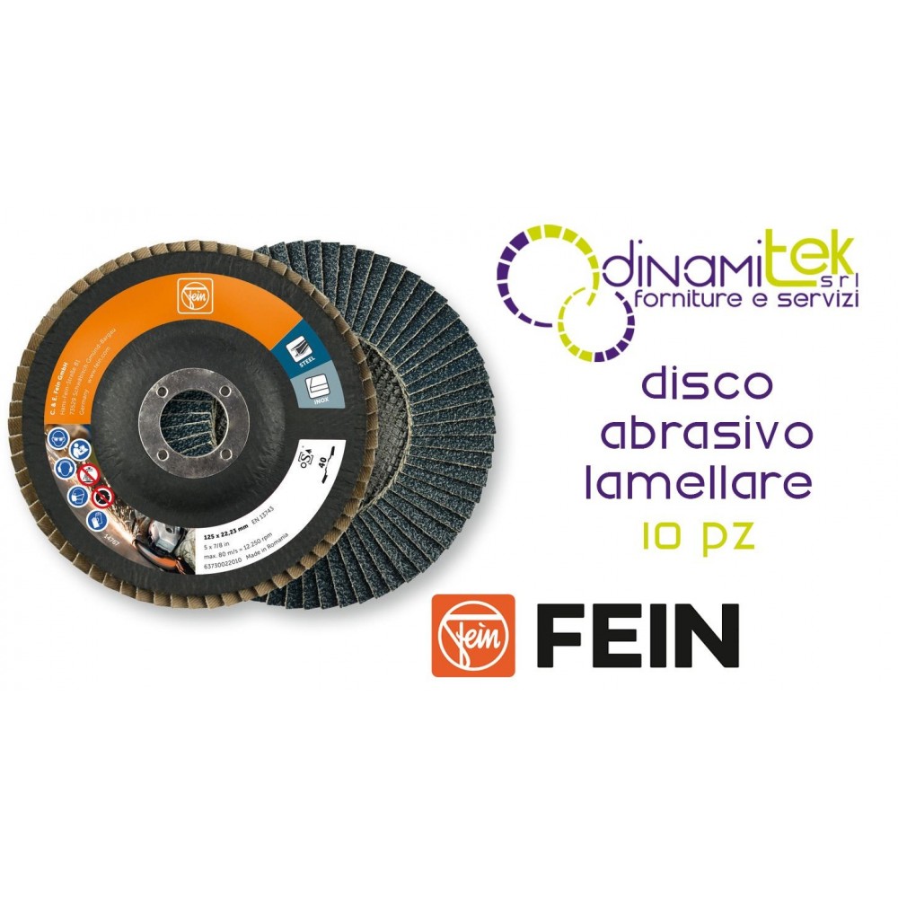 FEIN DISCO ABRASIVO LAMELLARE Ø125MM GRANA 40 PER ACCIAIO INOX Dinamitek 1