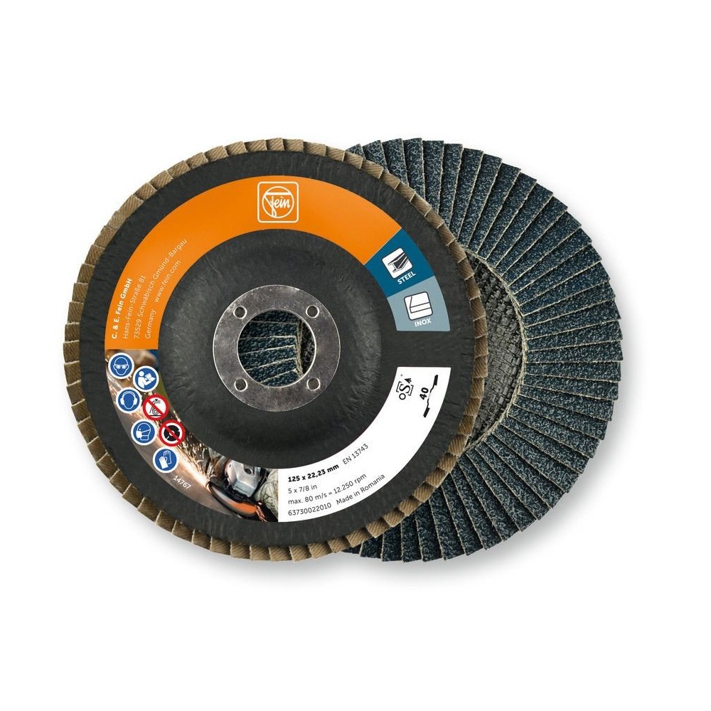DISQUE à LAMELLES FEIN Ø125 MM GRAIN 40 POUR ACIER INOXYDABLE Dinamitek 2