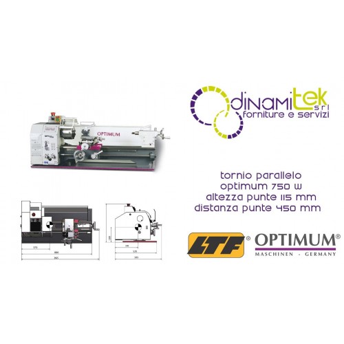 OPT050OP0320 - DREHMASCHINE MODELL TU2304 - 750 W - HöHE DER ZENTREN 115 MM - SPITZENWEITE 450 MM Dinamitek 1