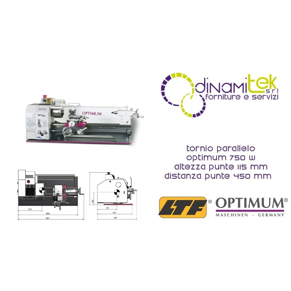 OPT050OP0320 - DREHMASCHINE MODELL TU2304 - 750 W - HöHE DER ZENTREN 115 MM - SPITZENWEITE 450 MM Dinamitek 1