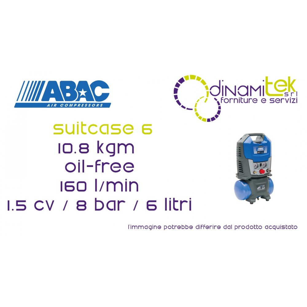 COMPRESOR PORTáTIL DE MALETA ABAC, SIN ACEITE, 1,5 CV, 6 L, 8 BAR | 2236115861 Dinamitek 2