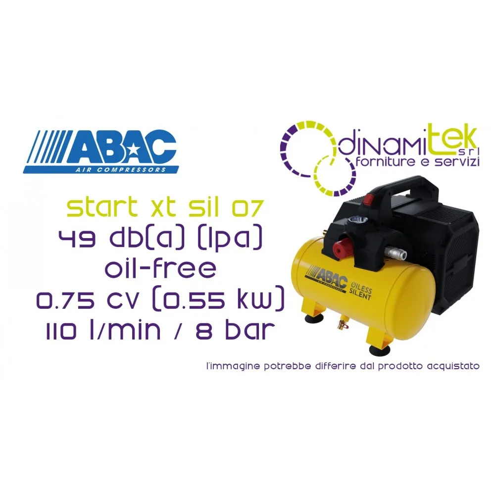 ABAC START XT SIL öLFREIER SILENT-KOMPRESSOR 0,75 PS 6L 8 BAR | 1129981174 Dinamitek 1