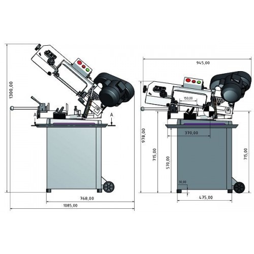 OPT057OP0131 - BANDE DE MACHINE à SCIER LA MODEL S 131GH POUR L'USINAGE DES MéTAUX AVEC UN BANDEAU PIVOTANT 220V Dinamitek 3