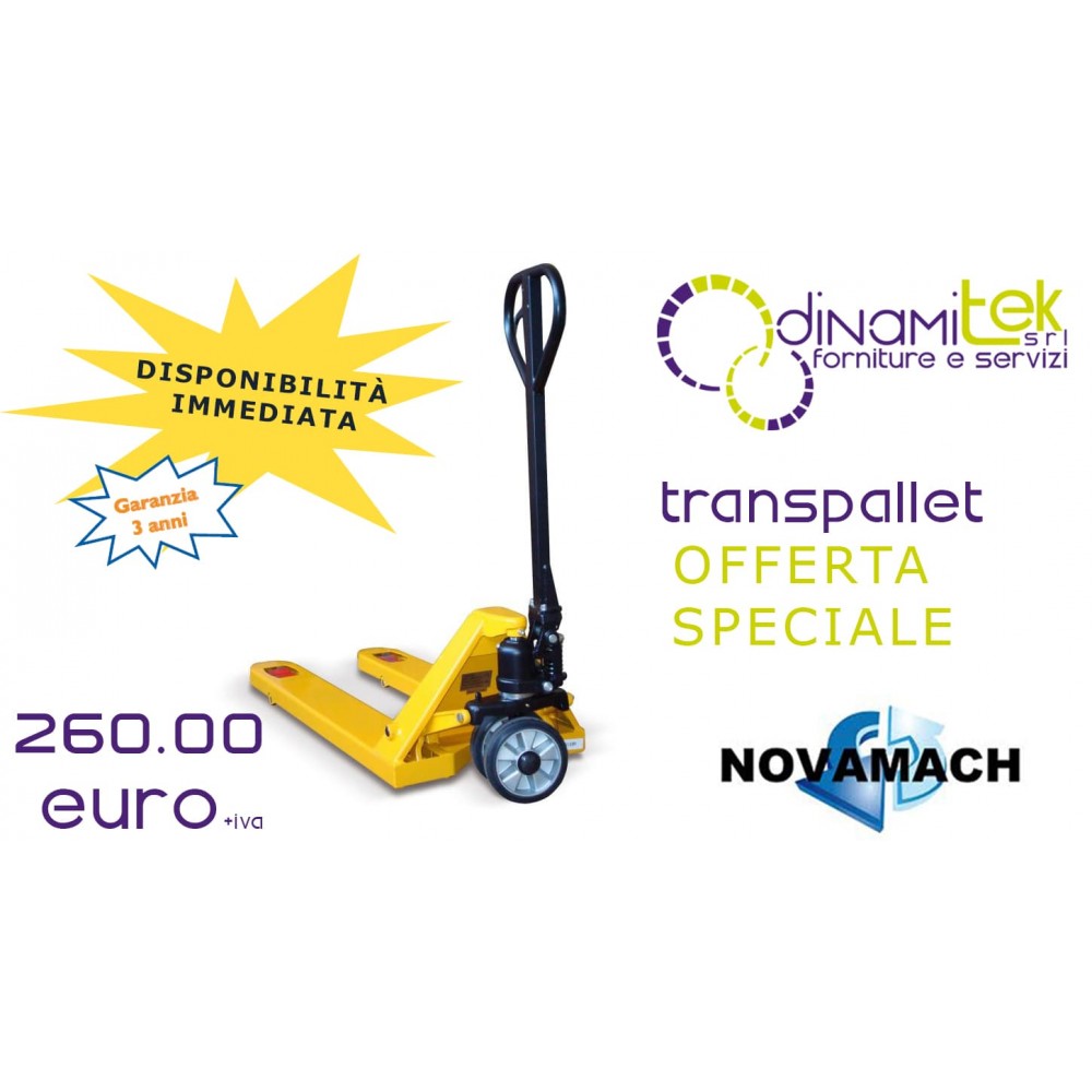 TRANSPALETA MANUAL ESTáNDAR NOVAMACH N2-GP, CAPACIDAD DE 2500 KG Dinamitek 3
