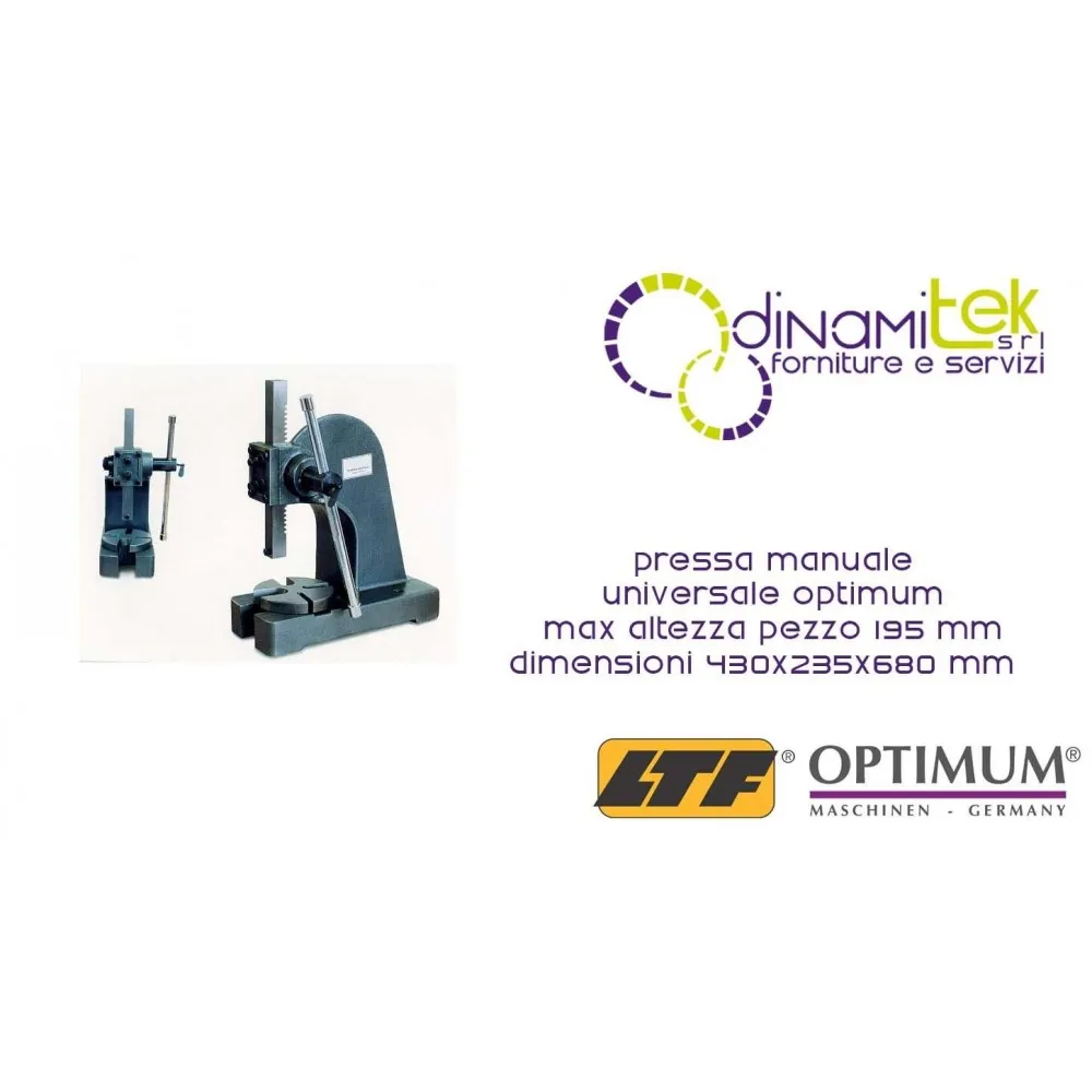 OPT111OP9012 - PRESS UNIVERSELLES, HANDBUCH MODELL-DDP 20 - MAX-TEILIG HöHE 195 MM - GRößE 430X235X680 MM Dinamitek 1