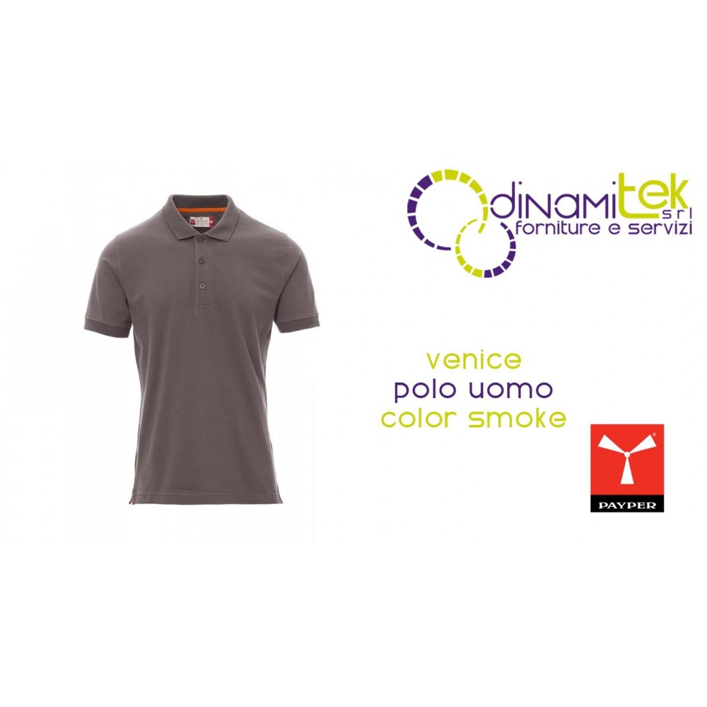 POLO HOMME VENICE PAYPER | 100 % COTON PIQUé 200 G/M² | COULEUR FUMéE Dinamitek 1