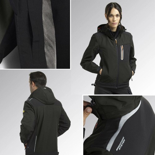 DIADORA UTILITY SOFTSHELL CARBON TECH GIACCA DA LAVORO GEOTEX W/P 5000 Dinamitek 3