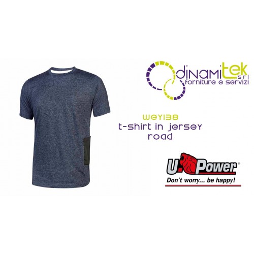 ROAD U-POWER T-SHIRT AUS BAUMWOLLE/POLYCOTTON | SLIM-FIT 145 G/M² | S-4XL | HANDY-/MASKENTASCHE Dinamitek 1