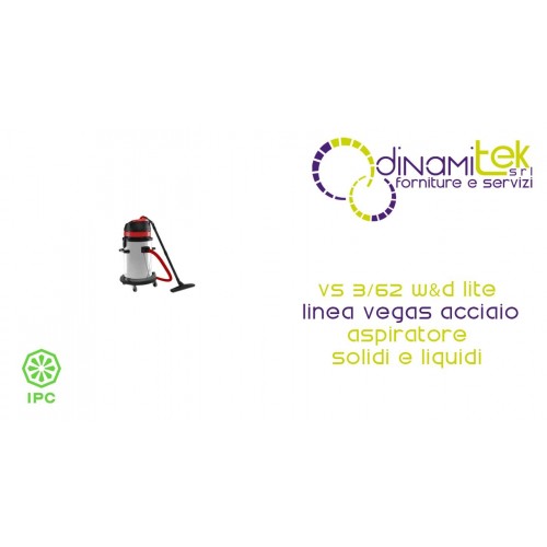 IPC VS 3/62 WET/DRY LITE STEEL 3300W PROFESSIONAL VACUUM CLEANER Dinamitek 1