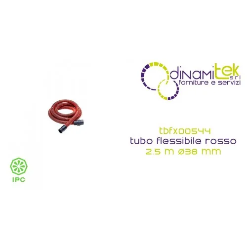 TUYAU FLEXIBLE ROUGE DE 2,5 M Ø38 MM TBFX00544 POUR ASPIRATEURS IPC Dinamitek 1