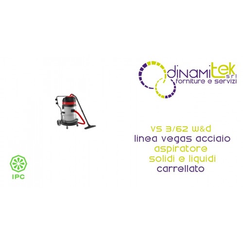 ASPIRADORA PROFESIONAL CON RUEDAS PARA SóLIDOS Y LíQUIDOS IPC VS 3/62 | 3300 W Dinamitek 1