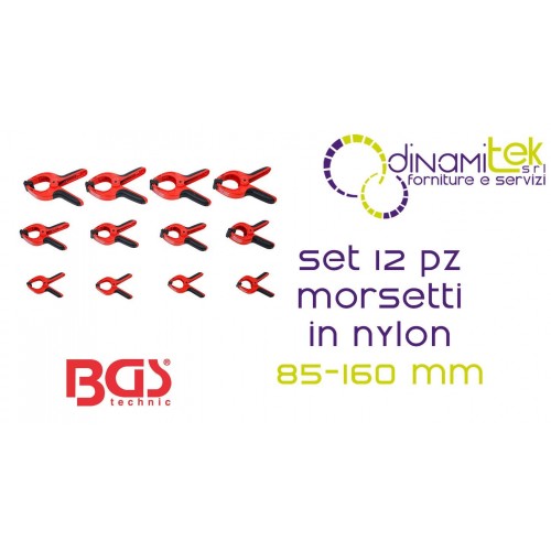 JUEGO DE 12 ABRAZADERAS DE NYLON BGS PARA BLOQUEO DE 85-160 MM (BGS59858) Dinamitek 1