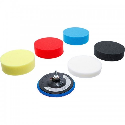 JUEGO DE 6 ESPONJAS DE PULIDO BGS, Ø 150 MM, CON ROSCA M14 Y ACCESORIO PARA TALADRO (BGS74379) Dinamitek 2