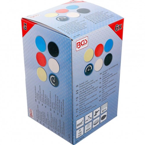 JUEGO DE 6 ESPONJAS DE PULIDO BGS, Ø 150 MM, CON ROSCA M14 Y ACCESORIO PARA TALADRO (BGS74379) Dinamitek 6