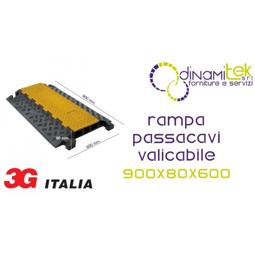 RAMPE DE PASSAGE EN CAOUTCHOUC FG 2910 | 3 CANAUX 900 X 600 X 80 MM Dinamitek 1