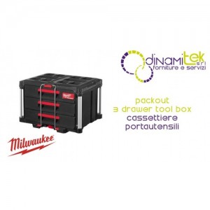 PACKOUT 3 DRAWER TOOL BOX – 3 DRAWER CHEST 22 KG – 4932472130 MILWAUKEE Dinamitek 1