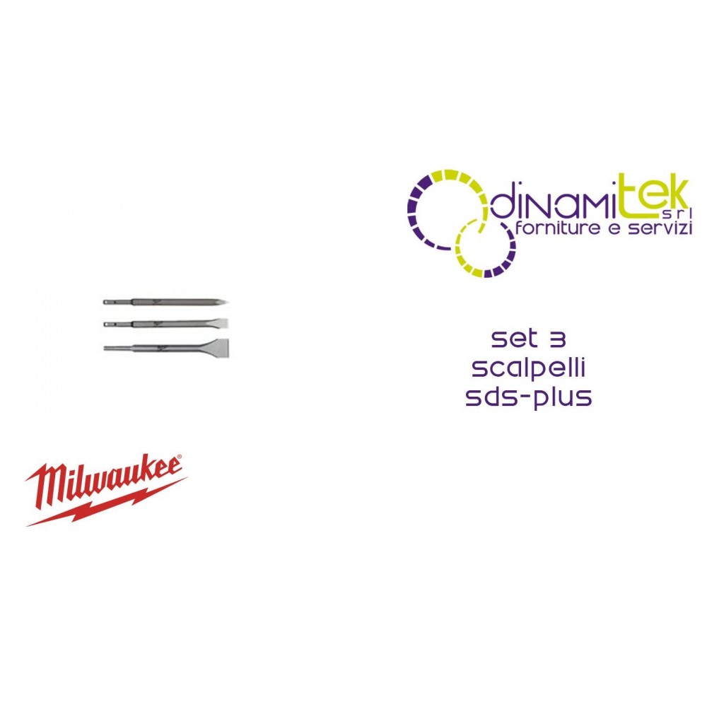 SET SCALPELLI SDS-PLUS 3 PZ (PUNTA, PIATTO, LARGO) | LUNGHEZZA 250 MM | COD. 4932430001 Dinamitek 1