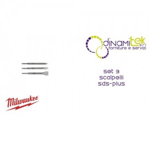 SET SCALPELLI SDS-PLUS 3 PZ (PUNTA, PIATTO, LARGO) | LUNGHEZZA 250 MM | COD. 4932430001 Dinamitek 1