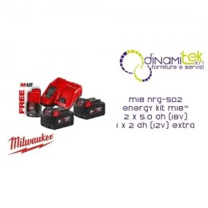 ENERGIEKIT M18 (2X 5,0 AH) + M12 (1X 2,0 AH) | SCHNELLLADEGERäT | CODE 4933459217 Dinamitek 1