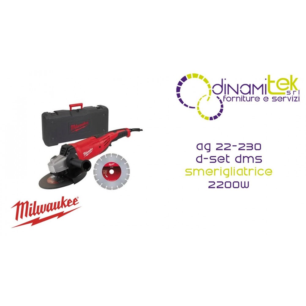 MEULEUSE D'ANGLE MILWAUKEE AG 22-230 D-SET DMS - 2200 W - DISQUE DE 230 MM Dinamitek 1