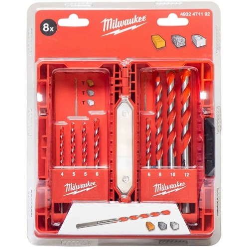 SET MIT 8 HOCHWERTIGEN TCT-BETONBOHRERN | Ø 4–12 MM | ZYLINDRISCHER SCHAFT | 4932471192 Dinamitek 5