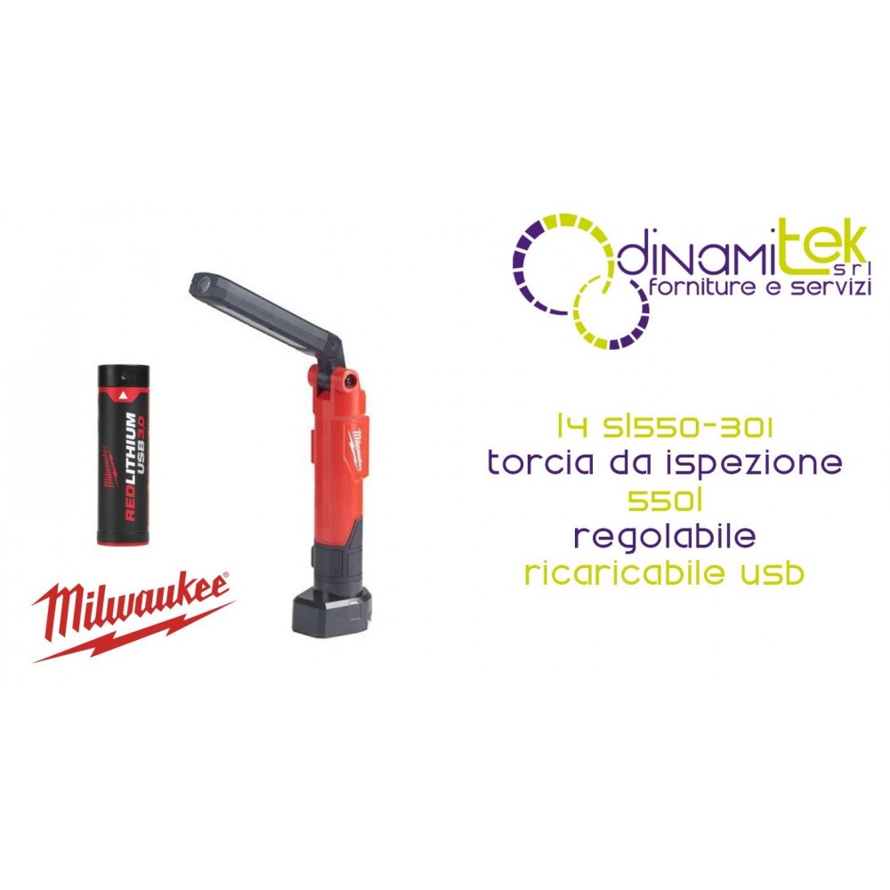 LAMPE TORCHE D'INSPECTION MILWAUKEE 4933478869 TRUEVIEW LED 550 LUMENS RECHARGEABLE USB IP52 Dinamitek 1