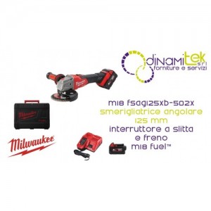 MEULEUSE D'ANGLE M18 FUEL 125 MM AVEC FREIN RAPIDSTOP, 1200 W (4933478430), KIT 5,0 AH Dinamitek 1