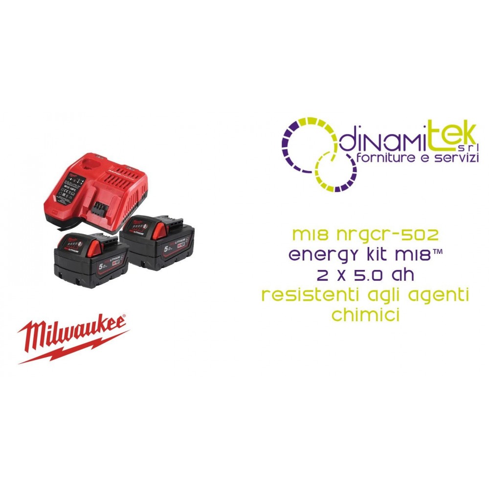 KIT DE ENERGíA M18 2 BATERíAS DE 5,0 AH RESISTENTES A PRODUCTOS QUíMICOS (GFN) + CARGADOR RáPIDO | 4932479831 Dinamitek 1