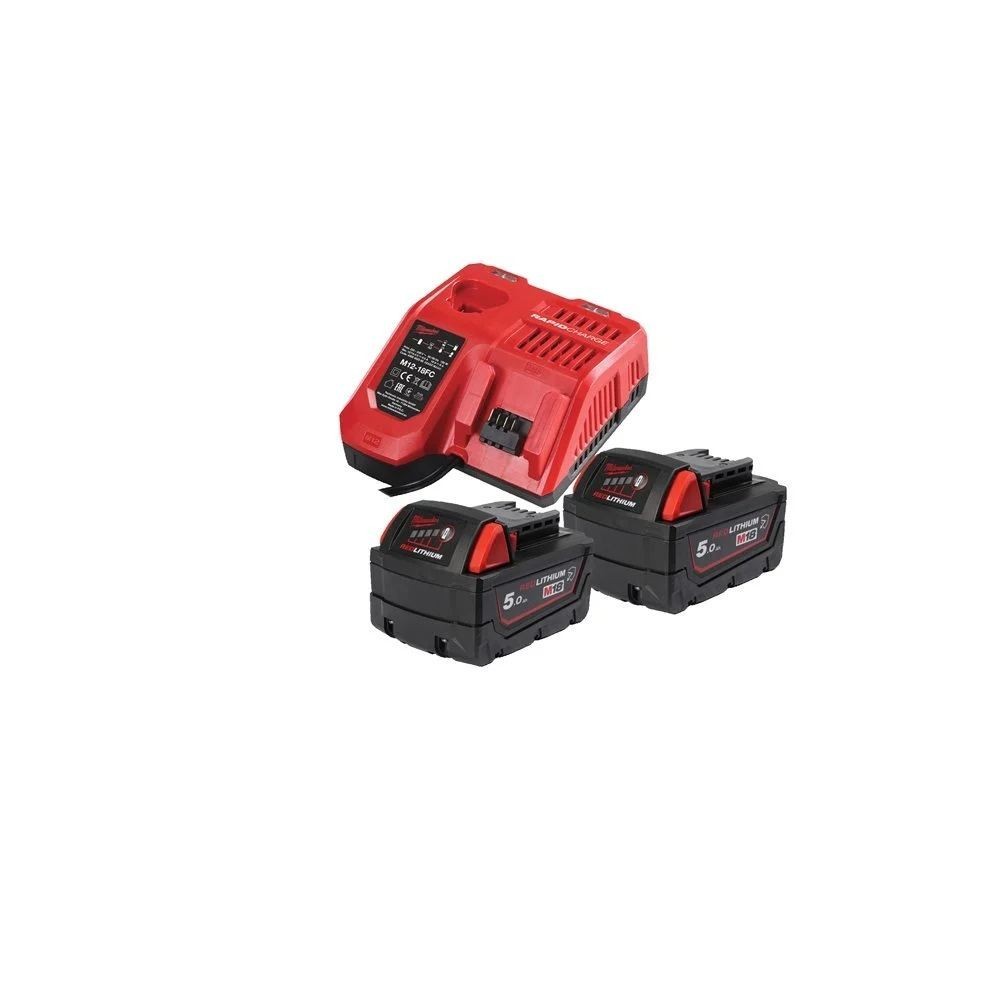 KIT éNERGéTIQUE M18 2 BATTERIES 5,0 AH RéSISTANTES AUX PRODUITS CHIMIQUES (GFN) + CHARGEUR RAPIDE | 4932479831 Dinamitek 2