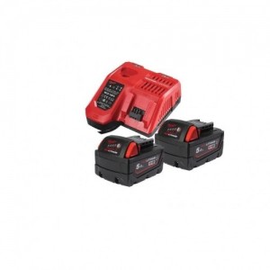 KIT éNERGéTIQUE M18 2 BATTERIES 5,0 AH RéSISTANTES AUX PRODUITS CHIMIQUES (GFN) + CHARGEUR RAPIDE | 4932479831 Dinamitek 2