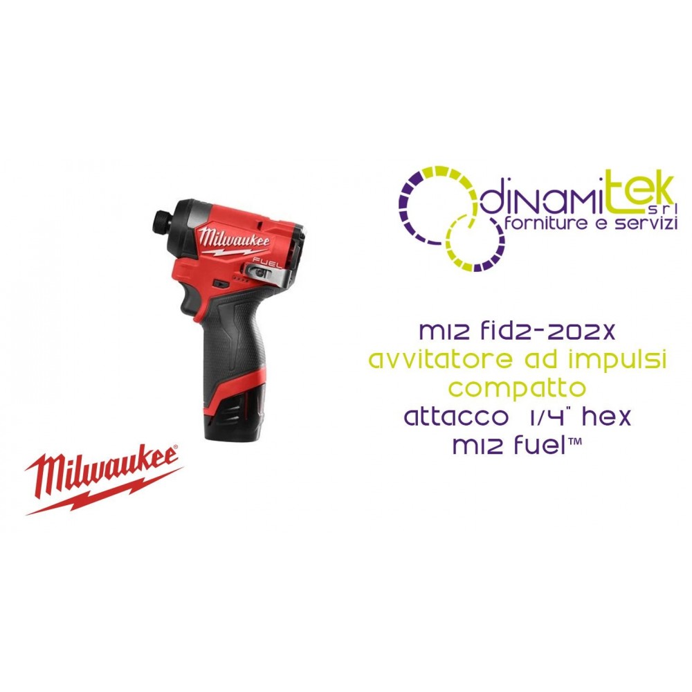 COMPACT IMPACT WRENCH, 1/4&QUOT; HEX M12 FUEL CONNECTION | 170 NM | M12 FID2-202X Dinamitek 1