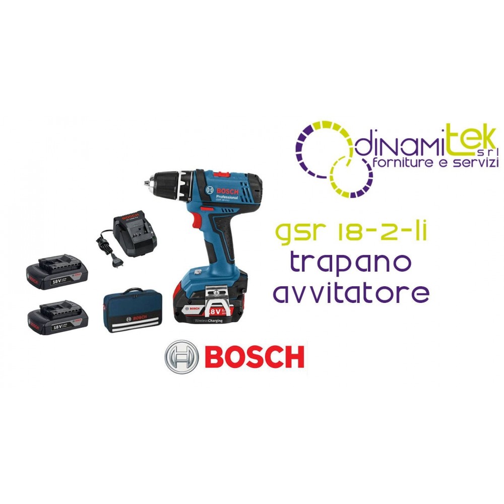 BOSCH GSR 18-2-LI PROFESSIONAL SET - TALADRO INALáMBRICO DE 18 V, 2 BATERíAS DE 1,5 AH (0.615.990.G6U) Dinamitek 1